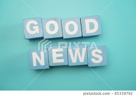 Good Life created with cubes alphabet letters on blue background 85339792