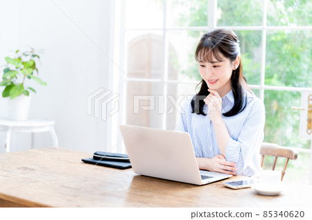 So that's it! A woman who is convinced by looking at the computer 85340620