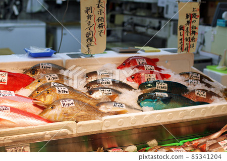 Fish market lined up in Okinawa's fresh fish stores Fish market lined up in Okinawa's fresh fish stores 85341204