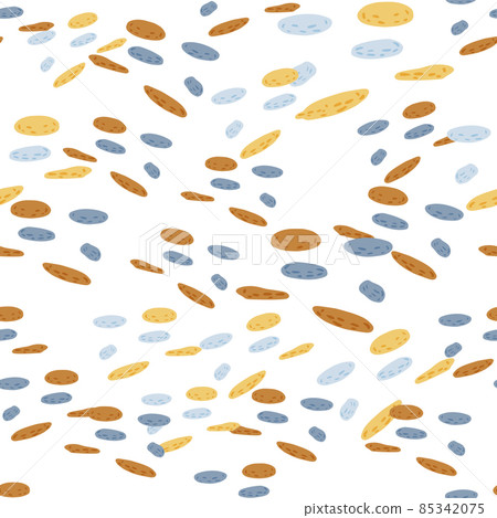 Seamless pattern pebbles. Beautiful texture gravel for fabric design. Repeated template stone in doodle style for fabric. Seamless pattern pebbles. Beautiful texture gravel for fabric design. Repeated template stone in doodle style for fabric. 85342075