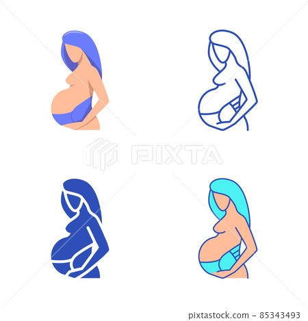 Maternity support belt icon set in flat and line style Maternity support belt icon set in flat and line style 85343493