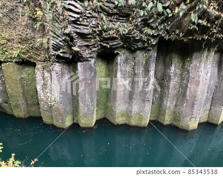 高千穗、宮崎縣高千穗町、西月區、岩石與地形、高千穗峽谷、熔結凝灰岩 高千穗、宮崎縣高千穗町、西月區、岩石與地形、高千穗峽谷、熔結凝灰岩 85343538
