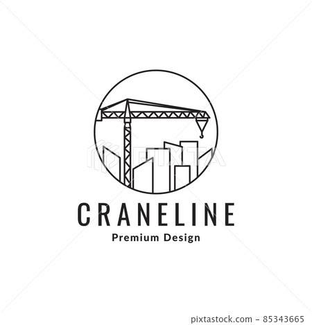 line circle with building and crane logo design vector graphic symbol icon sign illustration creative idea line circle with building and crane logo design vector graphic symbol icon sign illustration creative idea 85343665