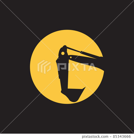 circle sunset with excavator logo design vector graphic symbol icon sign illustration creative idea 85343666