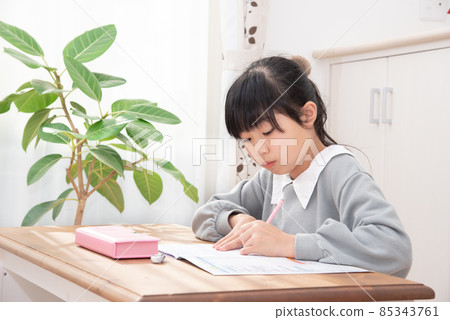 Elementary school girl studying 85343761
