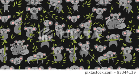 Cute Koala Family. Seamless Pattern for your... - Stock Illustration ...