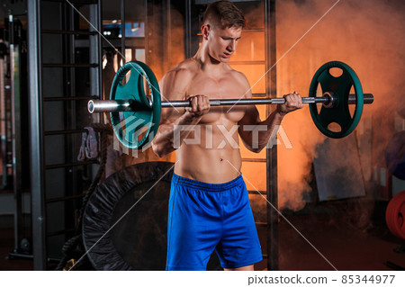 man doing exercises with barbell man doing exercises with barbell 85344977