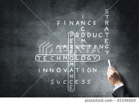 Seminar trainer draw on chalkboard 85346089