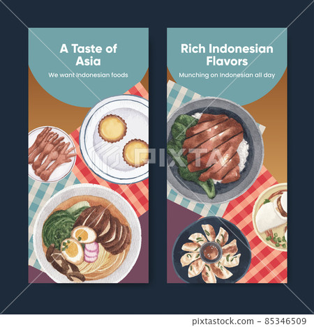 Flyer template with Indonesian cruisine concept,watercolor style 85346509