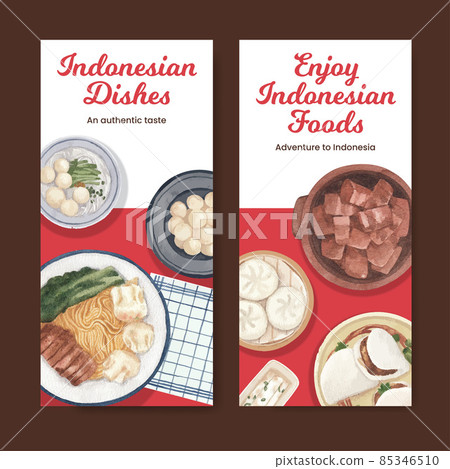Flyer template with Indonesian cruisine concept,watercolor style 85346510