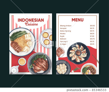 Menu template with Indonesian cruisine concept,watercolor style 85346533