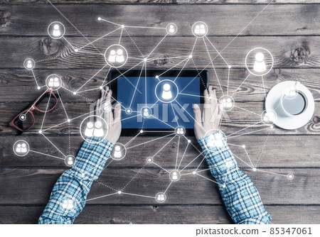 Concept of social communication and networking with social connection lines 85347061
