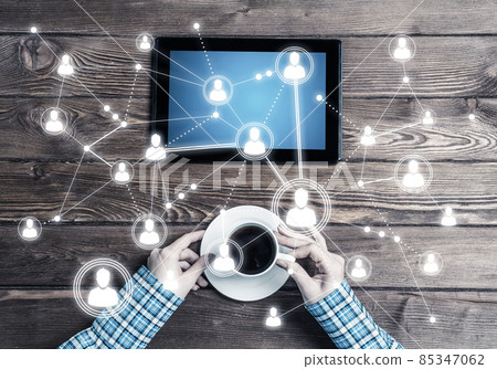 Concept of social communication and networking with social connection lines 85347062