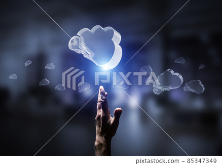 Computer and internet security concept presented by icon cloud. Mixed media 85347349