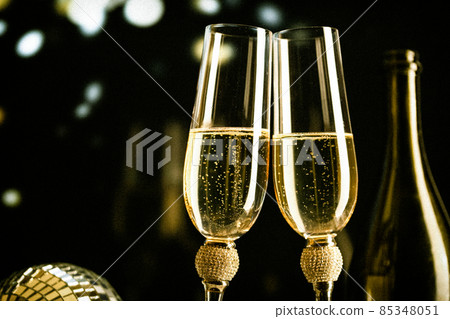 happy New Year champagne glasses and fireworks celebration background happy New Year champagne glasses and fireworks celebration background 85348051