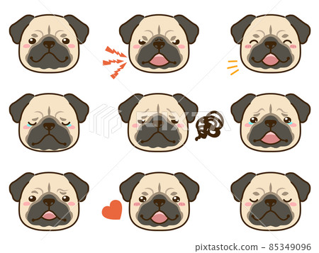 Pug (fawn) facial expression face icon Pug (fawn) facial expression face icon 85349096