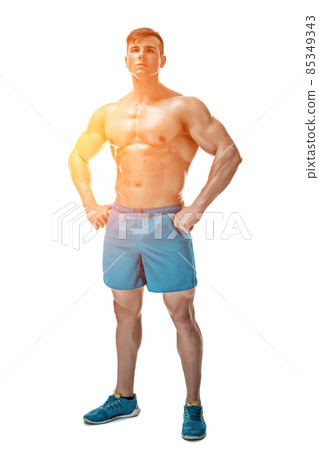 Image of muscle man posing in studio Image of muscle man posing in studio 85349343