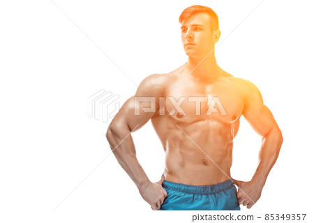Image of muscle man posing in studio Image of muscle man posing in studio 85349357