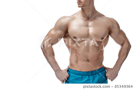 Image of muscle man posing in studio Image of muscle man posing in studio 85349364