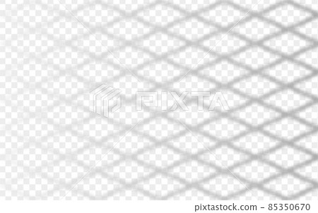 Overlay shadow of rabitz net. Fence reflection on transparent background. Blured silhouette of grid. Vector illustration. EPS10 85350670