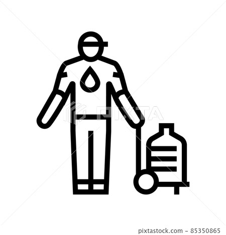 deliveryman delivering water line icon vector illustration 85350865