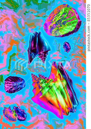 Contemporary art collage, modern bold design. Colorful composition with fossil seashell. Funky surreal style. Wallpaper mockup template for your design. Unusual vibrant texture. Fancy strange objects. Contemporary art collage, modern bold design. Colorful composition with fossil seashell. Funky surreal style. Wallpaper mockup template for your design. Unusual vibrant texture. Fancy strange objects. 85351070