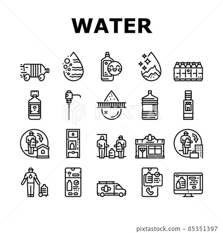 Water Delivery Service Business Icons Set Vector Water Delivery Service Business Icons Set Vector 85351397