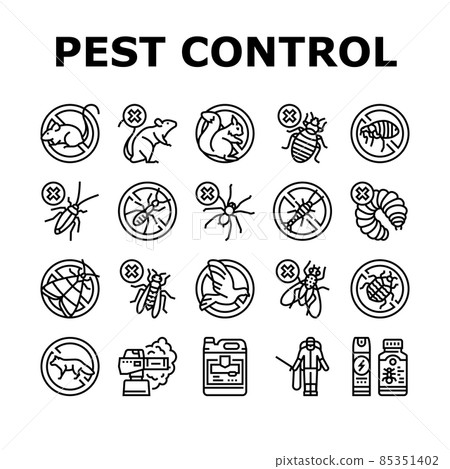 Pest Control Service Treatment Icons Set Vector 85351402