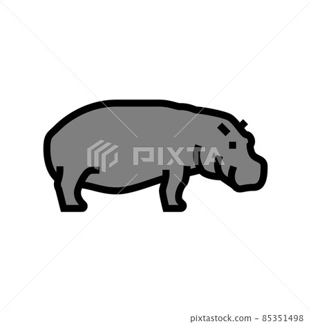 hippopotamus wild animal color icon vector illustration 85351498