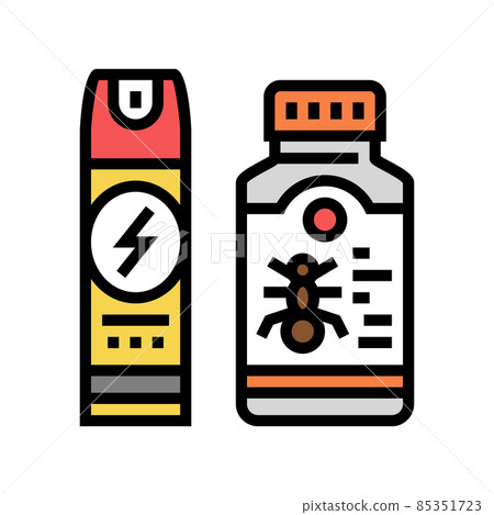 insecticide chemical liquid sprayer and bottle color icon vector illustration 85351723