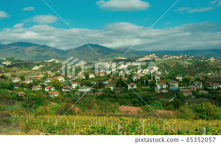 View of the village in the Melnik area, Bulgaria 85352057