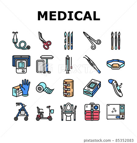 Medical Instrument And Equipment Icons Set Vector 85352083