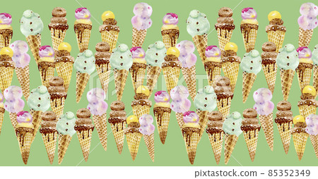 Summer ice cream background horizontal banner watercolor food illustration Summer ice cream background horizontal banner watercolor food illustration 85352349