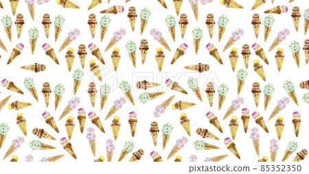 Ice cream background horizontal banner for social networks watercolor gentle illustration Ice cream background horizontal banner for social networks watercolor gentle illustration 85352350