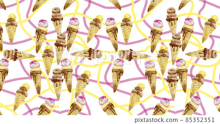 Ice cream background horizontal banner for social networks watercolor gentle illustration Ice cream background horizontal banner for social networks watercolor gentle illustration 85352351
