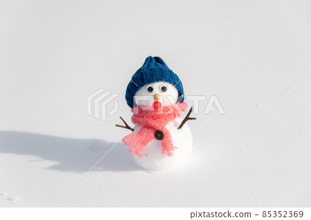 Snowman with a surprised expression 85352369