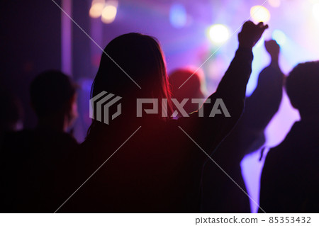 Fans cheering at the live house 85353432