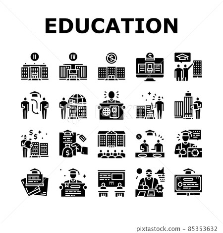Higher Education And Graduation Icons Set Vector 85353632