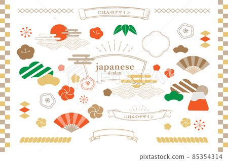 Japanese / New Year's card / New Year motif illustration material 85354314