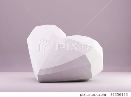 White paper low poly heart, paper craft work, 3d rendering White paper low poly heart, paper craft work, 3d rendering 85356153