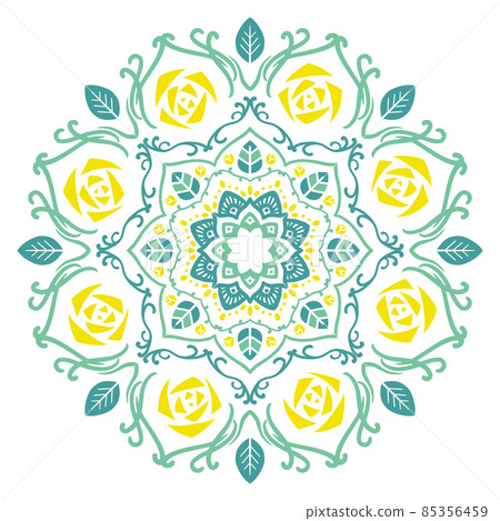 Mandala art (yellow rose / green) 85356459
