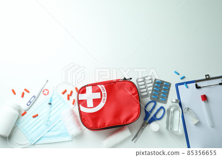 First aid medical kit on white background First aid medical kit on white background 85356655