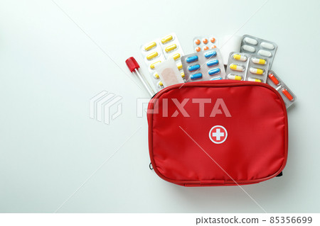 First aid medical kit on white background 85356699