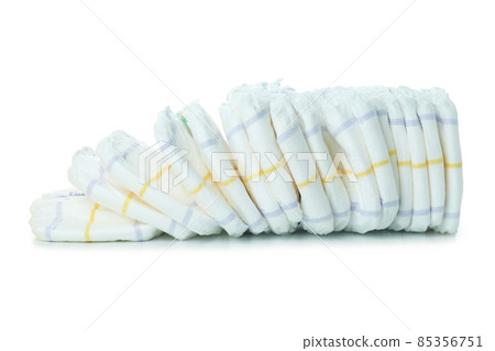 Stacks of diapers for children isolated on white background 85356751