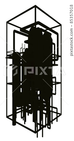 Silhouette of an oil refinery 85357018