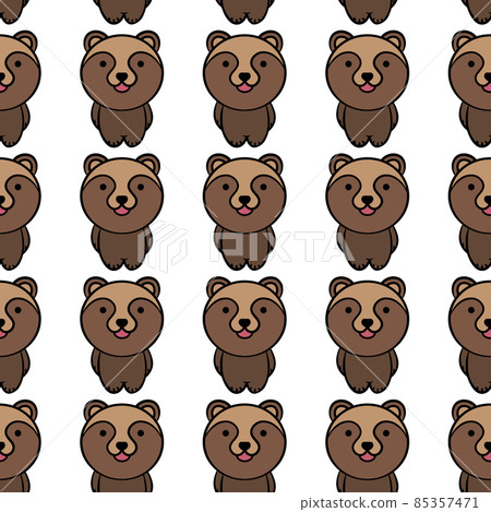 Cute Brown bear Pattern. Cartoon animal background for kids, textile, pattern fabric, wallpaper. 85357471