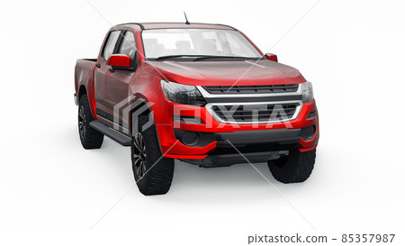 Red pickup car on a white background. 3d rendering. 85357987