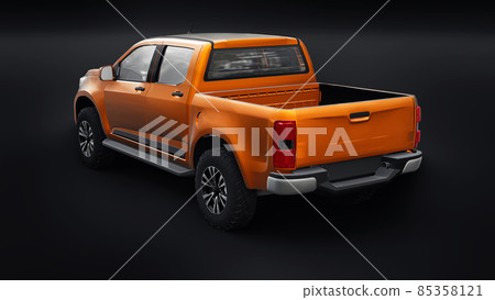 Orang pickup car on a white background. 3d rendering. Orang pickup car on a white background. 3d rendering. 85358121