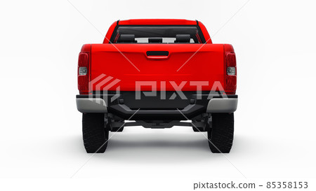 Red pickup car on a white background. 3d rendering. Red pickup car on a white background. 3d rendering. 85358153