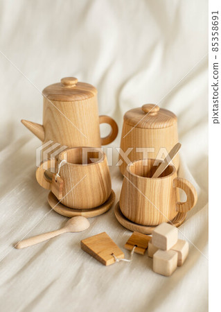 Set of children's wooden eco toy on white background. Game for preschool Set of children's wooden eco toy on white background. Game for preschool 85358691